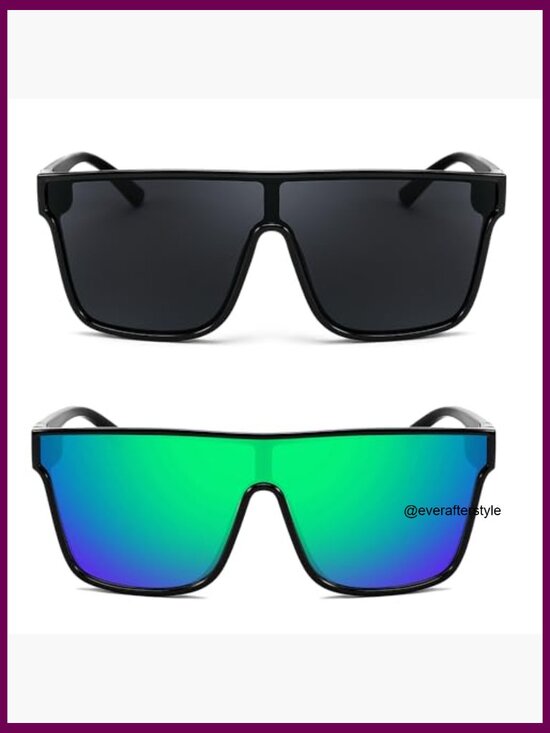 Mirrored Single Lens Sunglasses UV400 Shades Oversized Square Frame main image 6